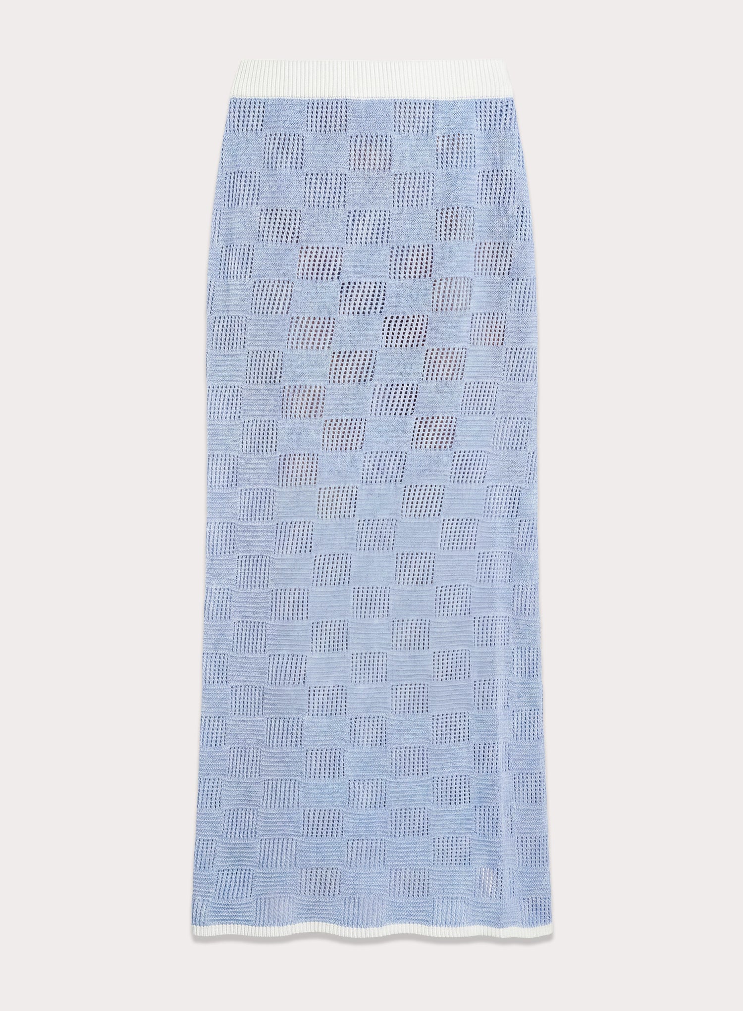 Blue Check Crochet Maxi Skirt